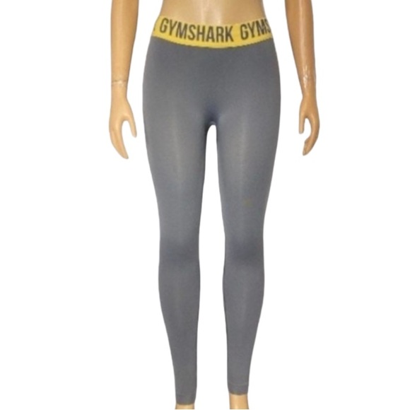 Gymshark Leggings Fit Seamless Gray Charcoal/Yellow waistline Elastic Size S - Picture 12 of 12